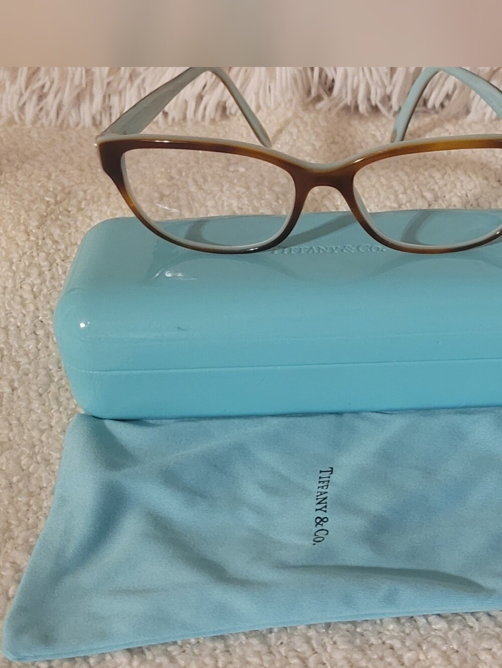 Tiffany & Co. Brown Cat-Eye Eyeglass Frames with Signature Blue Case